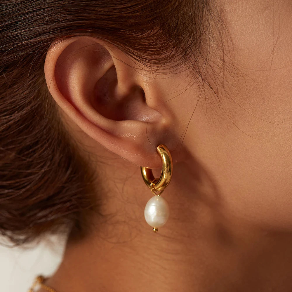 Brincos Perla Dourée | Pérola de Água Doce Banhado em Ouro 18K