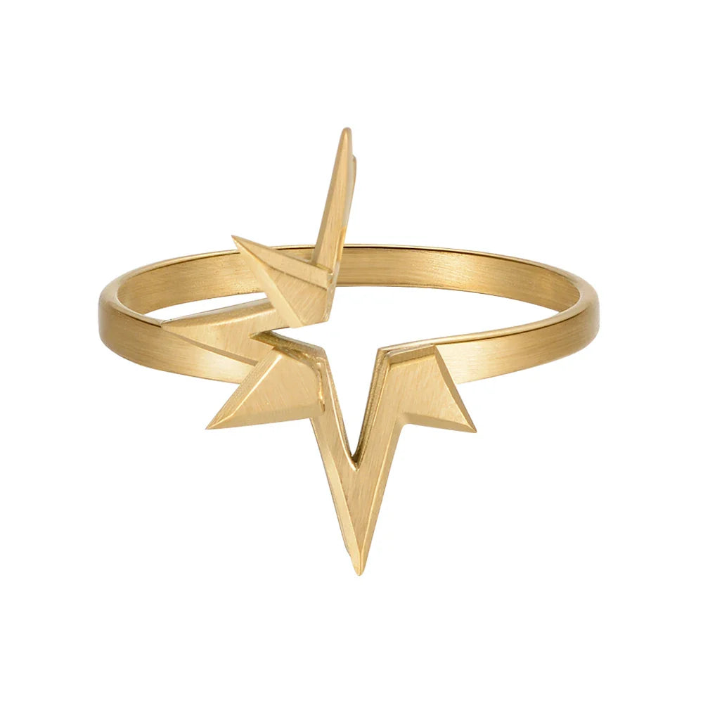 Anel Stella Estrela do Norte Banhado em Ouro 18K