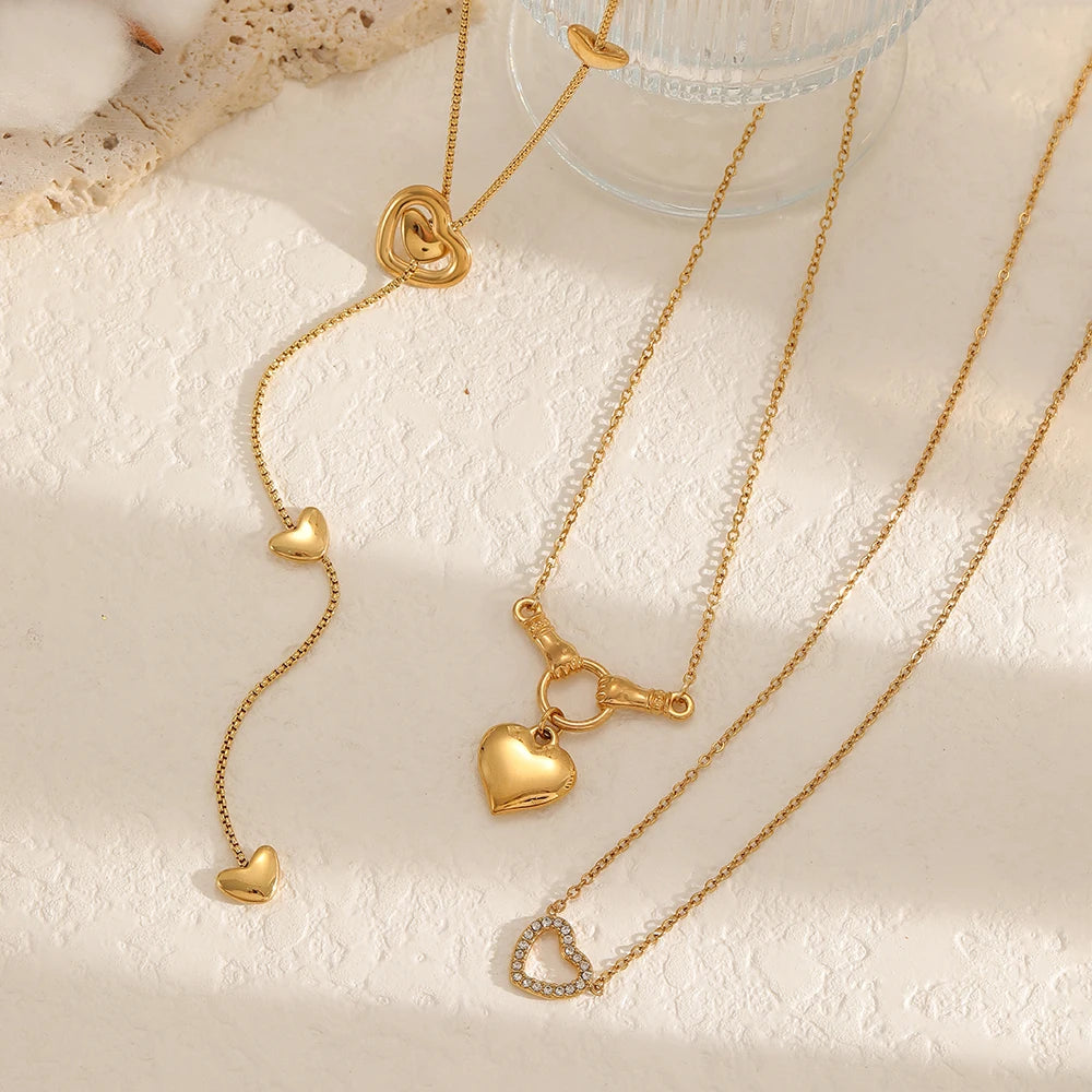 Colar Amora Coração com Zircônia | Conjunto Elegance 3 Peças
