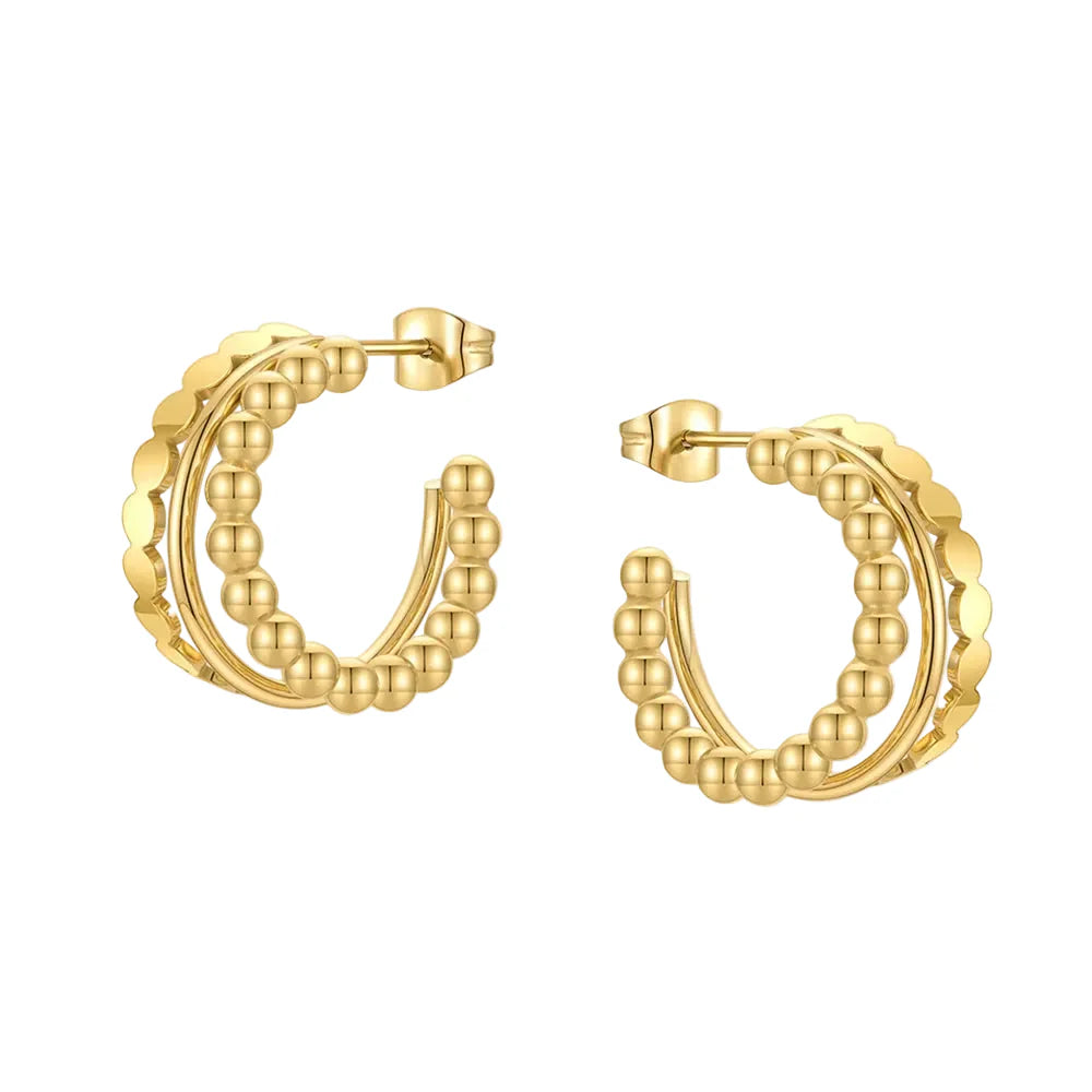 Argola Trinity Tripla com Esferas Banhada em Ouro 18K