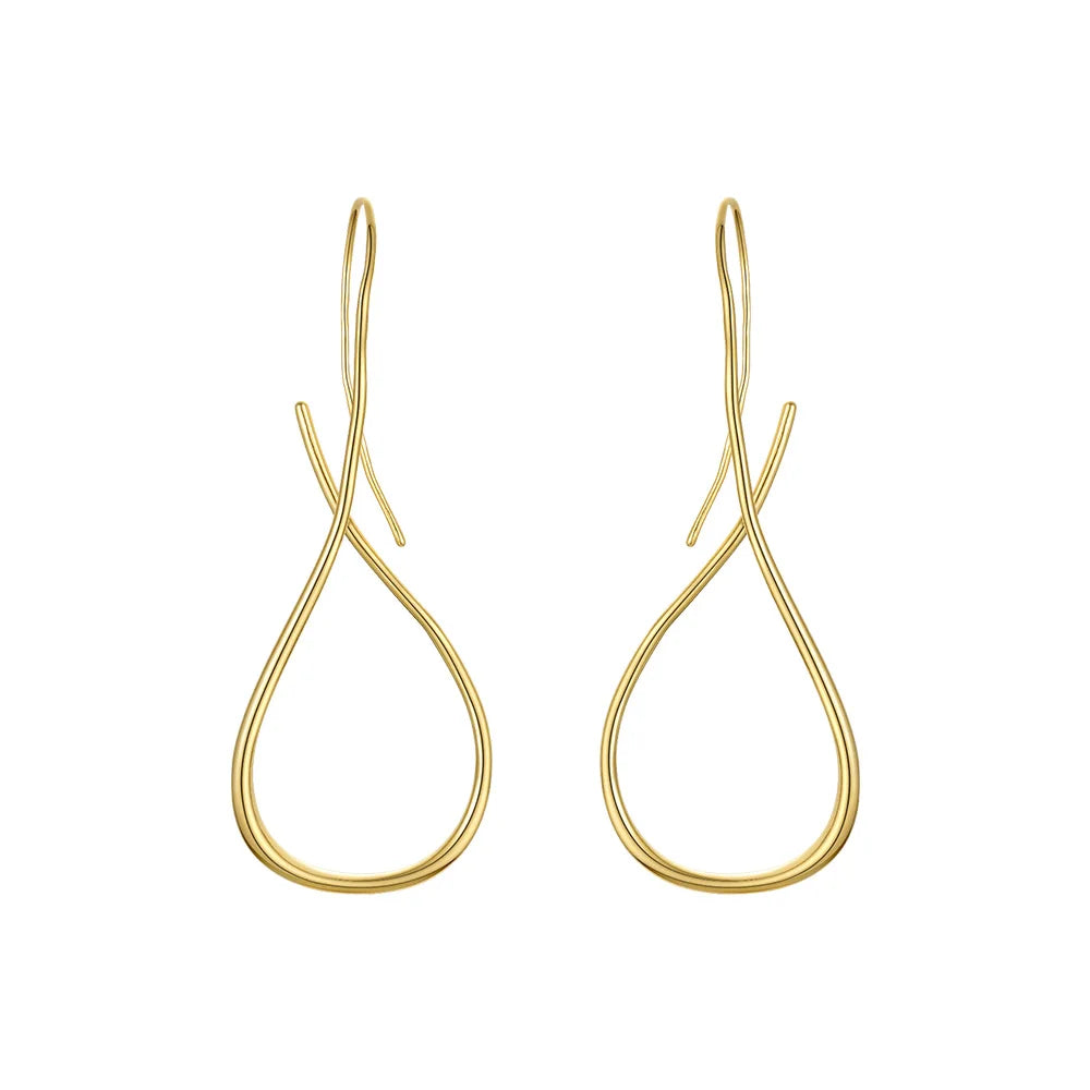 Brinco Celine Gota Entrelaçada Minimalista Banhado em Ouro 18K