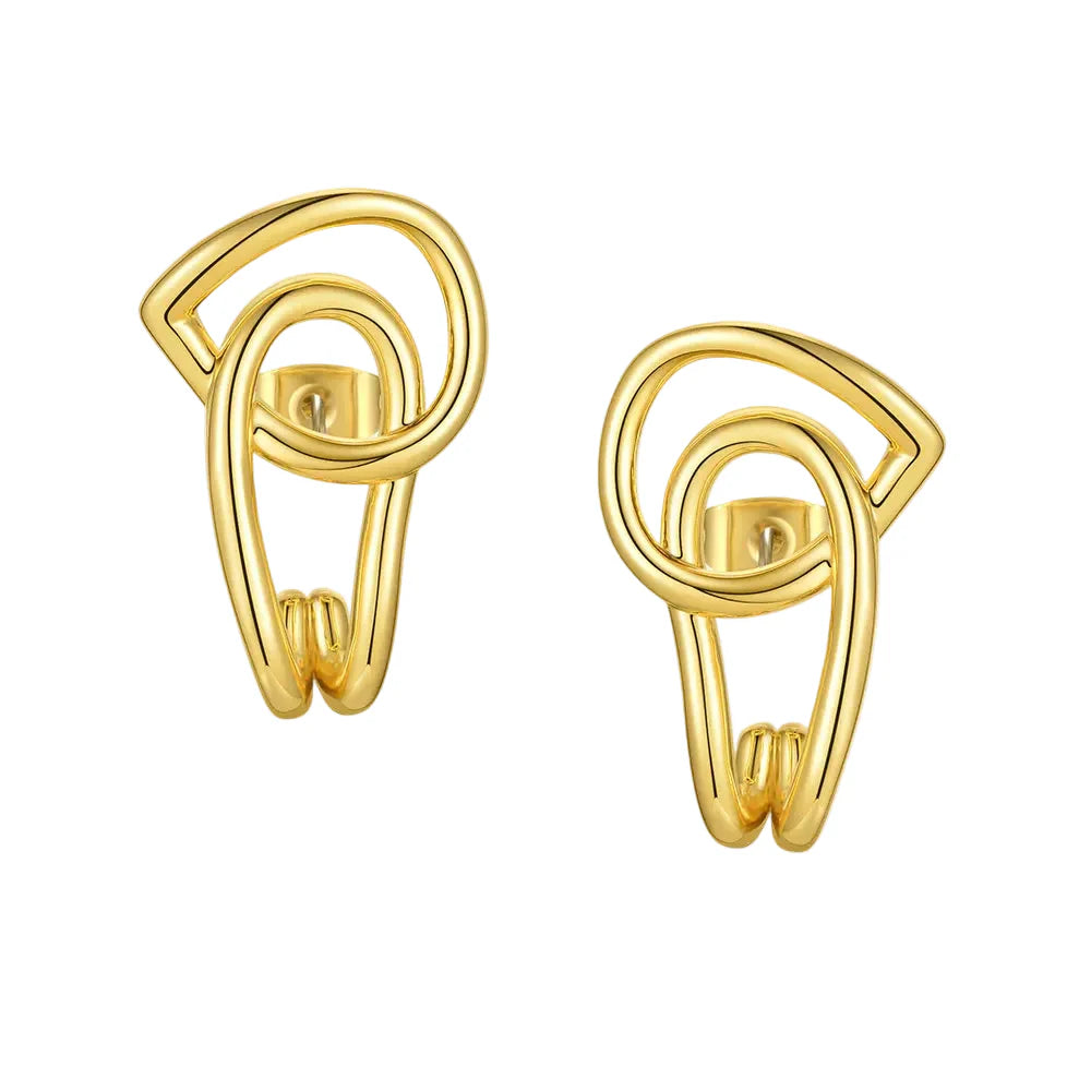 Brinco Íris Nó Abstrato Orgânico Banhado em Ouro 18K