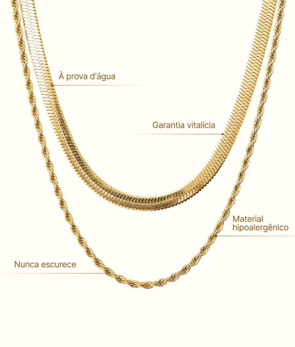 Colar Zattora Riviera Gold 18K – Mix Premium em Camadas