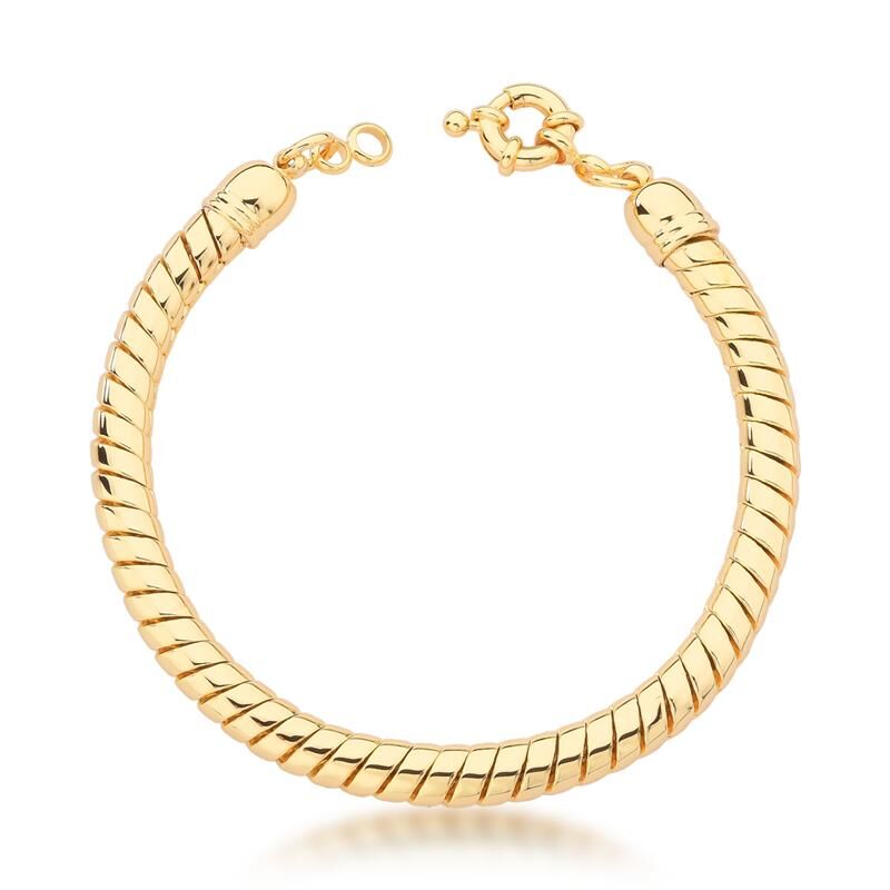Pulseira Rabo de Rato lisa banhada em ouro 18k