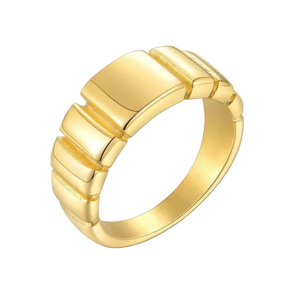 Anel Siena Texturizado Ondulado Banhado em Ouro 18K