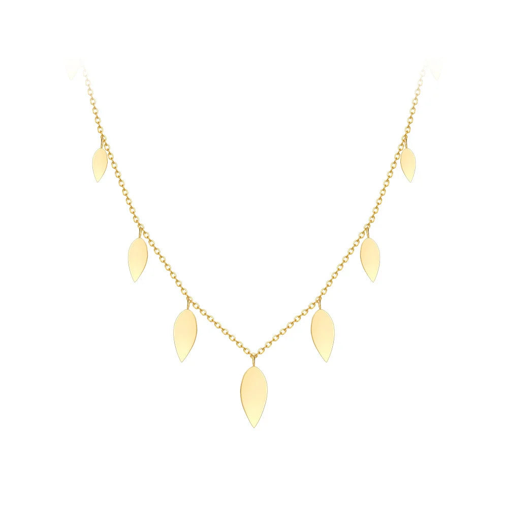 Colar Pétala Flora com Pingentes de Gotas Banhado em Ouro 18K