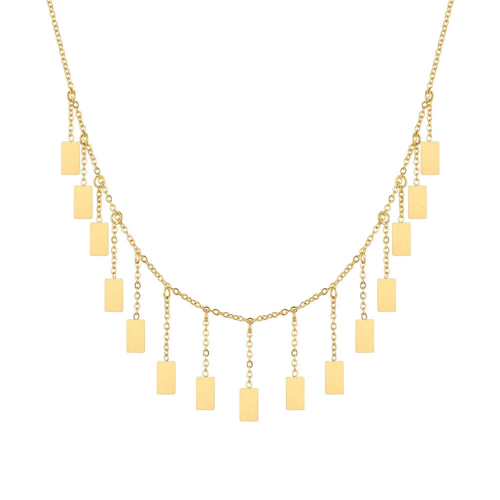 Colar Alana Cascata de Placas Banhado em Ouro 18K