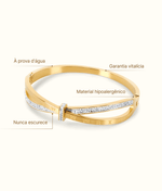 Bracelete Romano Zircônia Banhado em Ouro 18K