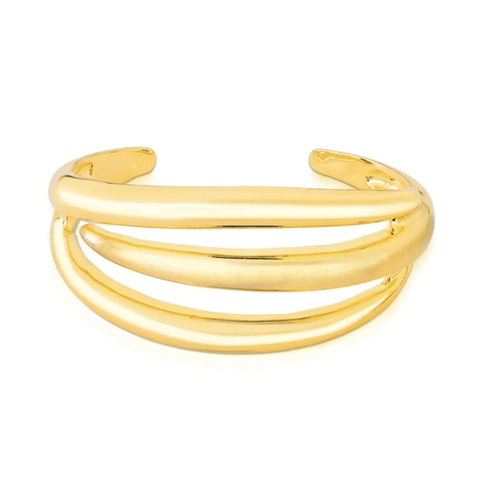 Bracelete com Três Voltas Acetinado Banhado em Ouro 18k