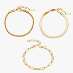 Kit Zattora Trinity Gold 18K – 3 Pulseiras Premium Femininas